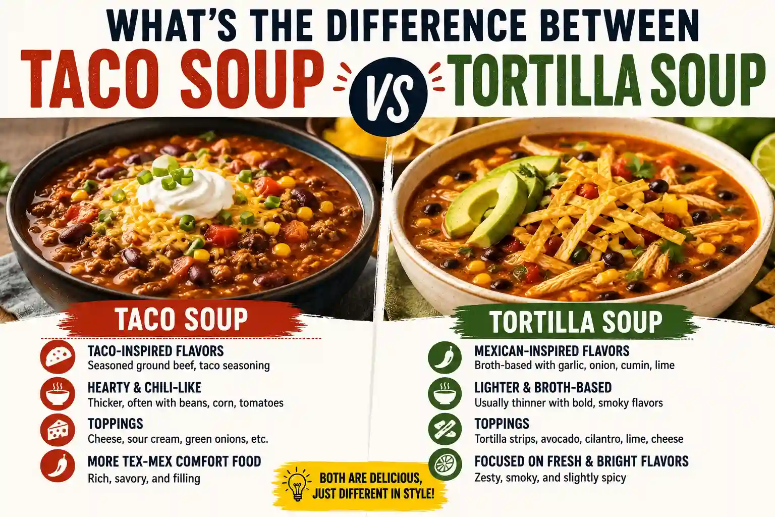 What's the Difference Between Taco Soup and Tortilla Soup