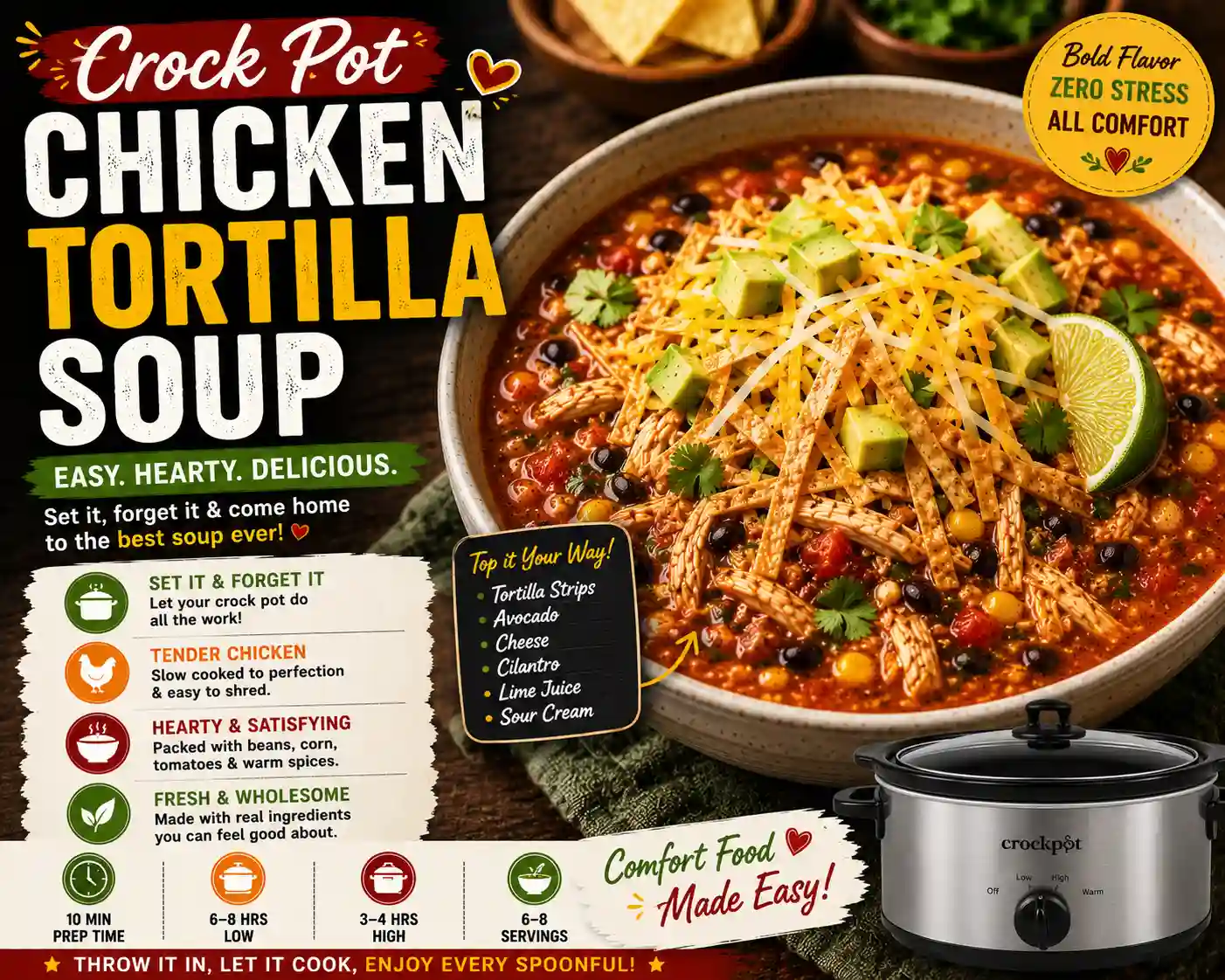 Crock Pot Chicken Tortilla Soup Recipe