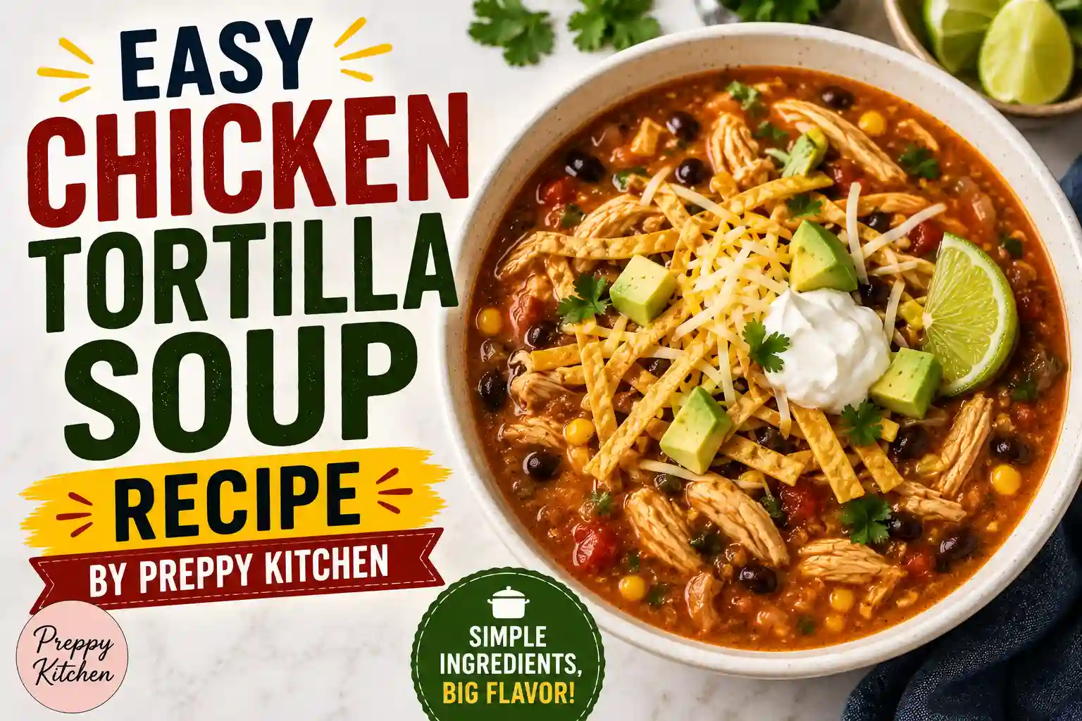 Easy Chicken Tortilla Soup Recipe by Preppy Kitchen