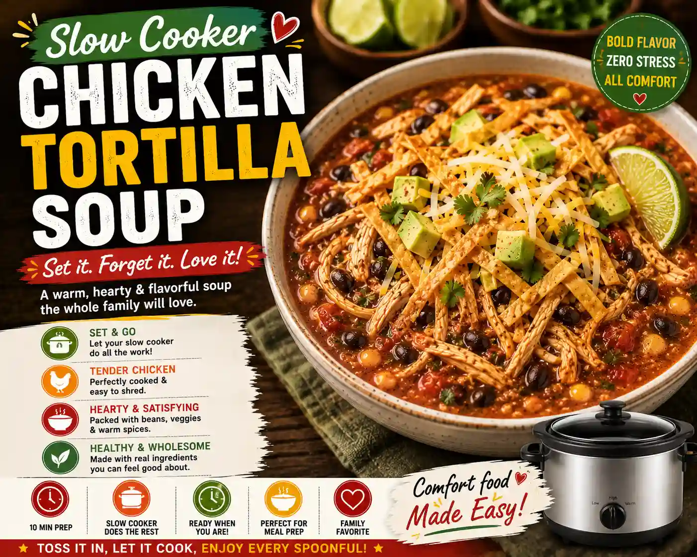 Slow Cooker Chicken Tortilla Soup