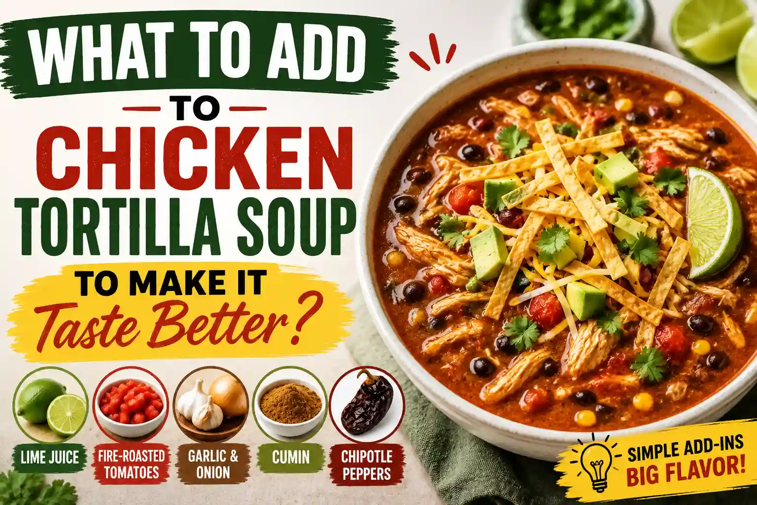 What to Add to Chicken Tortilla Soup to Make It Taste Better
