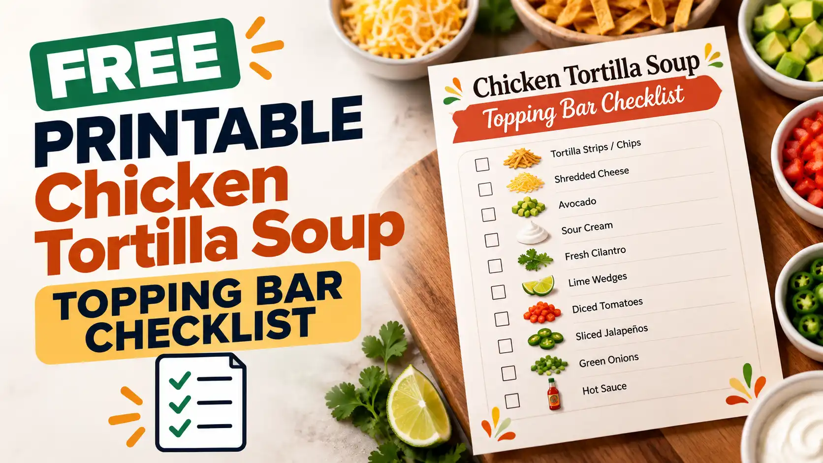 Free Printable Chicken Tortilla Soup Topping Bar Checklist